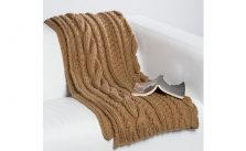 Honey Bun Blanket with Cables Free Knitting Pattern
