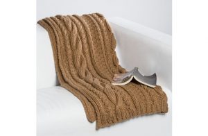Honey Bun Blanket with Cables Free Knitting Pattern