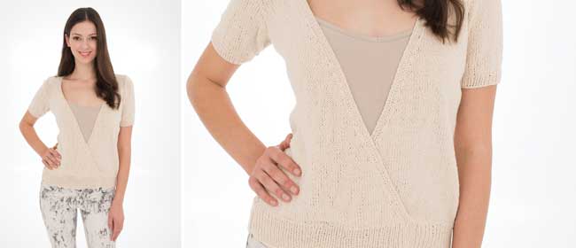 Knit a short-sleeved cross-over top