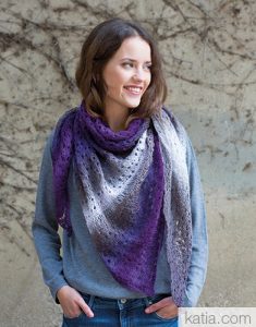 Lace Shawl in variegated yarn free knitting pattern