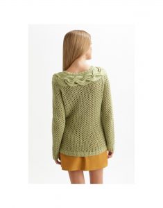 Lace Sweater with Cabled Yoke Free Knitting Pattern Download