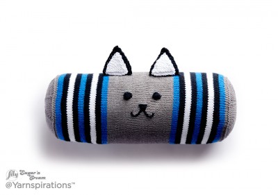 Lily Sugar 'n Cream Knit Kitty Bolster. Free cat pillow pattern download