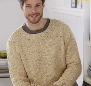 Man’s Textured Pullover Free Knitting Pattern