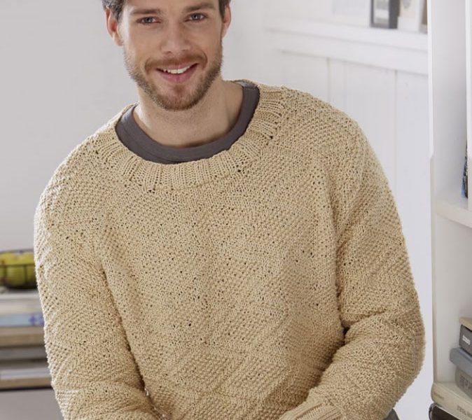 Man’s Textured Pullover Free Knitting Pattern