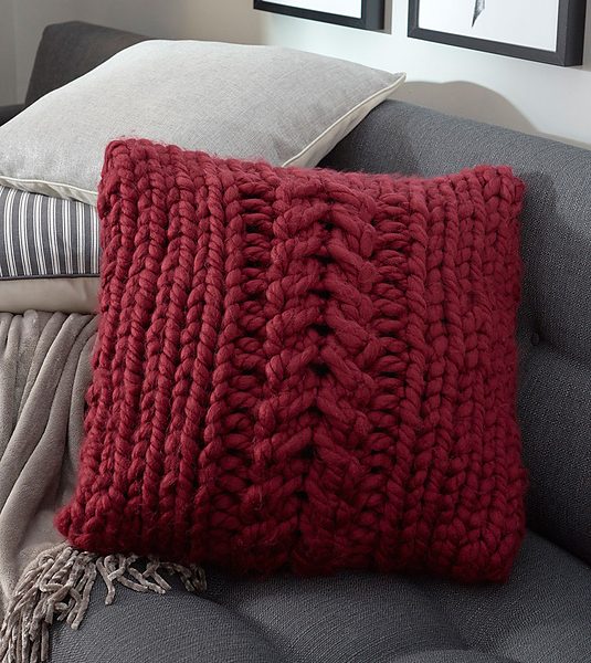 Oversized-Cable Pillow in Bulky Yarn Free Knitting Pattern