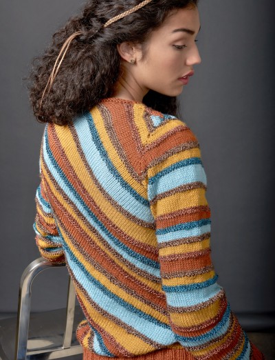 Patons Diagonal Stripes Sweater Free Knitting Pattern