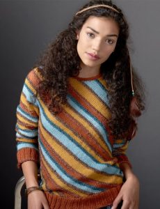 Patons Diagonal Stripes Sweater Free Knitting Pattern