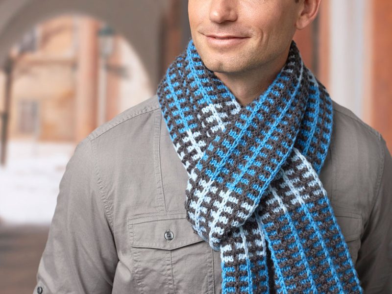 Slipped Stripes Scarf Free Men’s Knitting Pattern