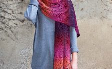 Beautiful Lace Scarf in Rainbow yarn knit pattern