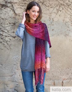 beautiful Lace Scarf in Rainbow yarn knit pattern