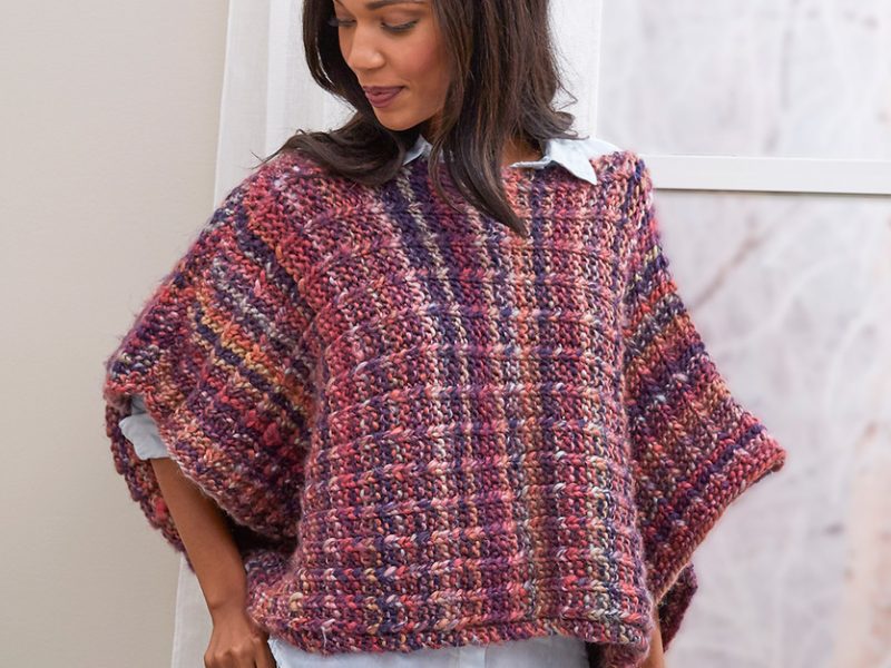 Easy Boat Neck Poncho Free Knitting Pattern