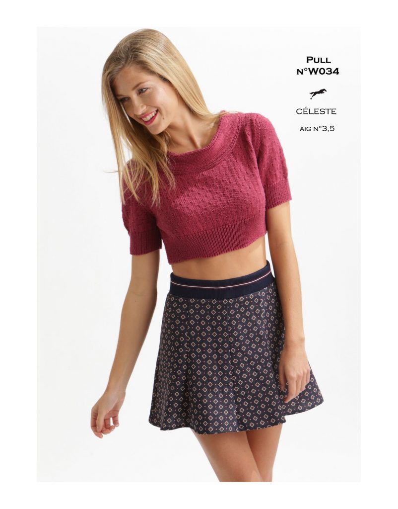 Free Crop Top Knitting Pattern with Boat Neck