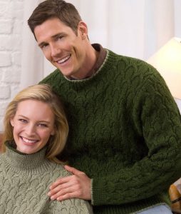 His and Hers Matching Cable Pullover Free Knitting Pattern