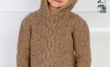 Hooded Sweater with Cables for Boys Free Knitting Pattern