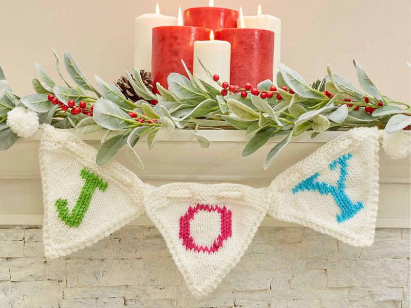 JOY Banner Free Christmas Knitting Pattern