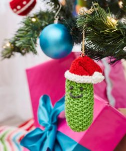 Jolly Pickle Ornament Free Christmas Knitting Pattern