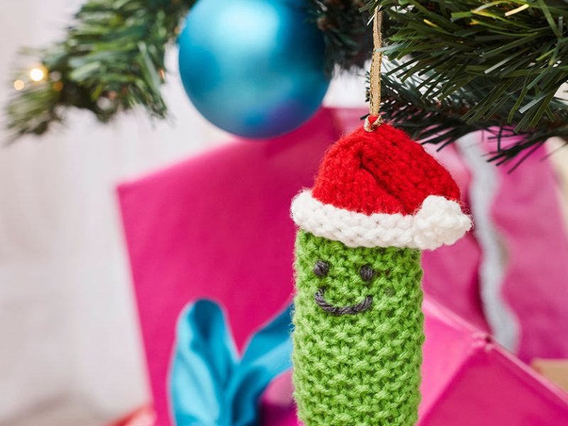 Jolly Pickle Ornament Free Christmas Knitting Pattern
