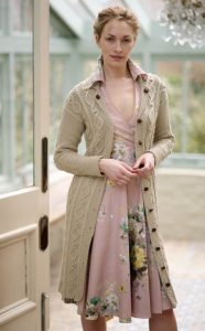 Moss Stitch and Cable Coat Free Knitting Pattern