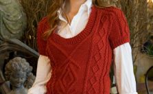 Short Sleeve Cable Vest Free Knitting Pattern