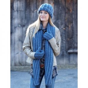 Bernat Cozy Knit Set Free Hat, Scarf and Mitts Knit Pattern