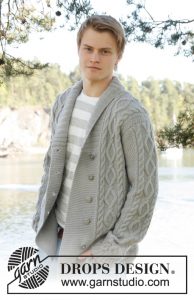 Cabled Cardigan with Collar Free Knitting Pattern for Men