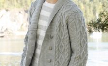 Cabled Cardigan with Collar Free Knitting Pattern for Men