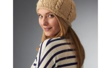 Caron Cabled Beret Free Knitting Pattern