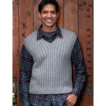Caron Dad's Cabled Vest Free Knitting Pattern
