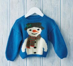 Children's Snowman Jumper Free Christmas Knitting Pattern