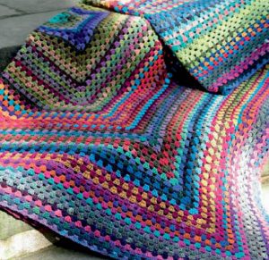 Crochet Blanket Large Granny Square in Noro Free Pattern