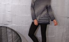 Diagonal Striped Pullover Free Knitting Pattern