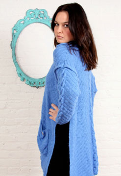Diagonal and Cable Free Cardigan Knitting Pattern
