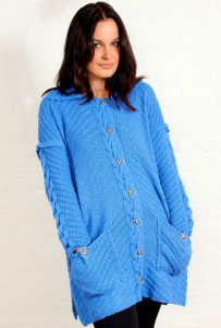 Diagonal and Cable Free Cardigan Knitting Pattern
