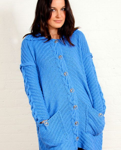Diagonal and Cable Free Cardigan Knitting Pattern