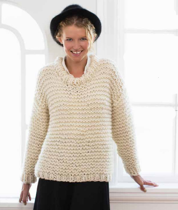 Easy and Quick Chunky Knit Sweater Free Knitting Pattern