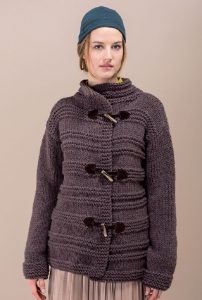 Jacket with High Collar Free Knitting Pattern.