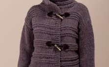 Jacket with High Collar Free Knitting Pattern