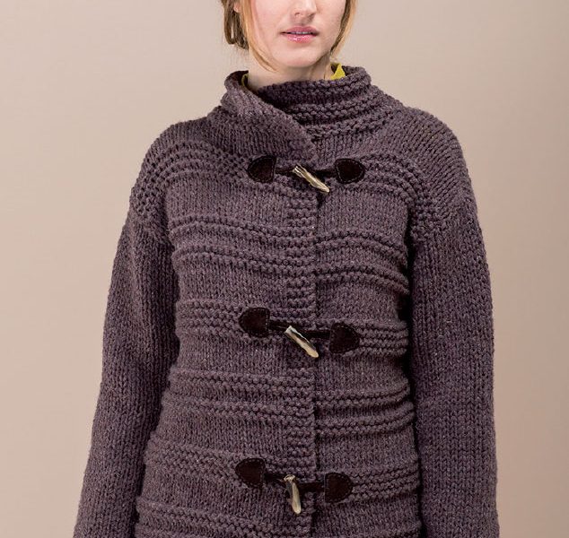 Jacket with High Collar Free Knitting Pattern
