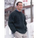 Patons Cabled Crew Neck Sweater Free Knitting Pattern for Men