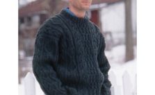 Patons Cabled Crew Neck Sweater Free Knitting Pattern for Men