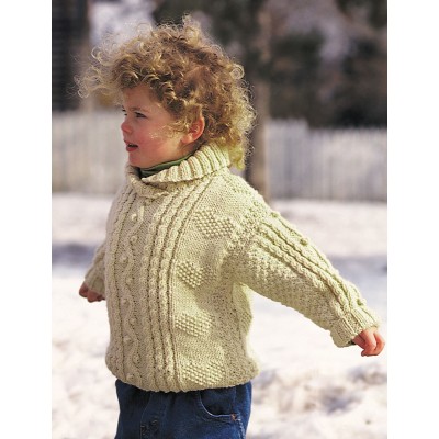 Patons Cables and Hearts Child’s Pullover Free Knitting Pattern