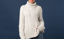 Patons Split Hem Cable Knit Pullover