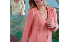 V-Neck Sweater and Cable Panel Cardigan Free Knitting Pattern