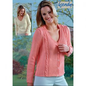 V-Neck Sweater and Cable Panel Cardigan Free Knitting Pattern