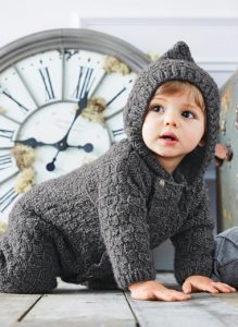 Hooded All-in-one Free Baby Knitting Pattern