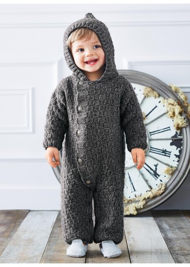 Hooded All-in-one Free Baby Knitting Pattern