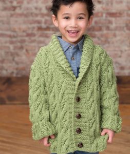 Kid’s Cable Cardigan Free Knitting Pattern
