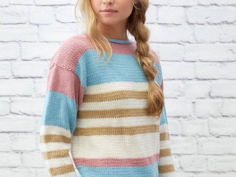 Coastal Stripes Pullover Free Knitting Pattern
