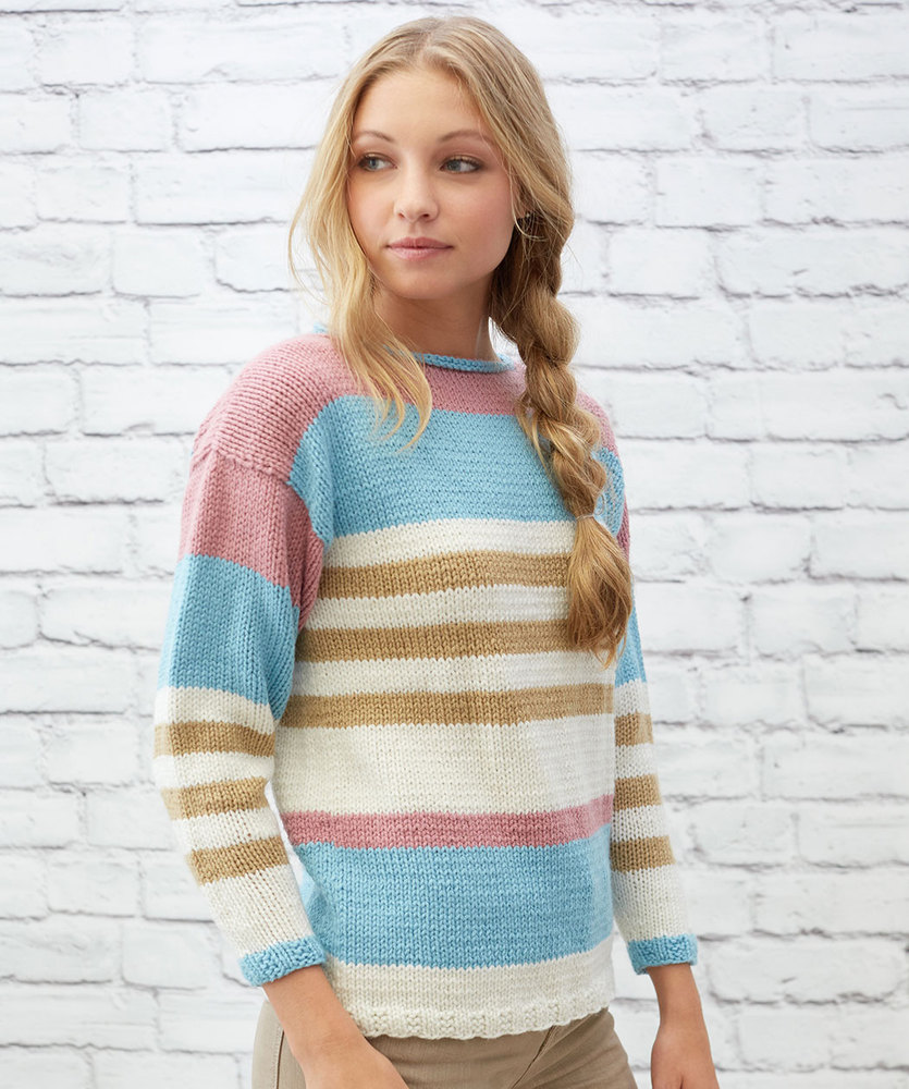 Coastal Stripes Pullover Free Knitting Pattern