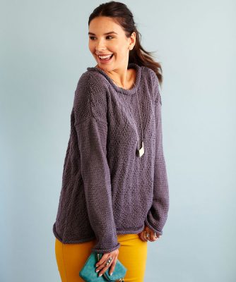 Feather Chic Sweater & Removable Cowl Free Knitting Pattern - Knitting Bee